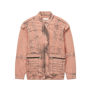 IT IRO女装小立领牛仔夹克新款复古时髦水洗做旧褪色外套ODILXXXM