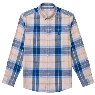 Hazzys哈吉斯男士春秋时尚长袖衬衫撞色衬衣休闲潮流外套上衣