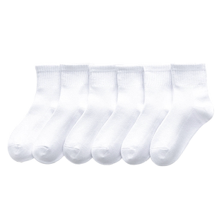儿童白袜男童袜子学生白色春秋薄款a类纯棉儿童女童春夏中筒棉袜