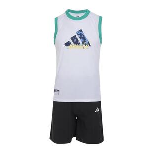 adidas阿迪达斯男大童无袖T恤短裤2025夏运动舒适两件套装JM7991