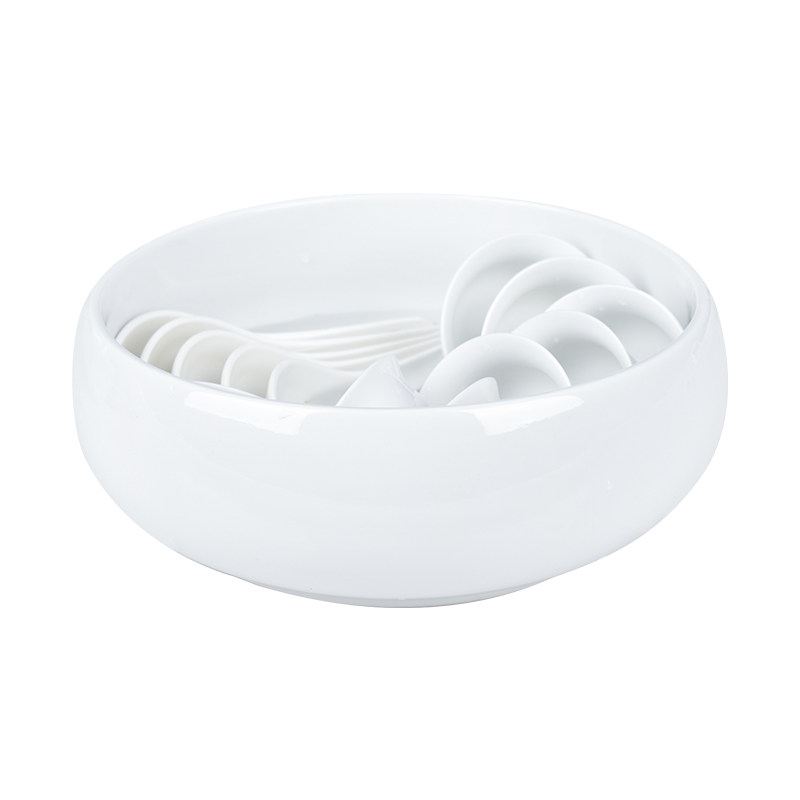 白瓷大汤碗茶叶SC审评认证大茶碗放置评审器具高白瓷清洗小杯茶匙