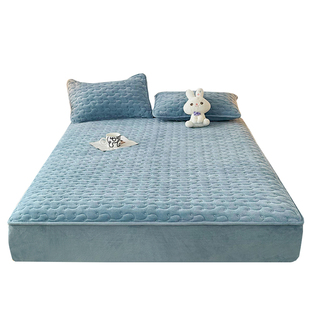 牛奶绒床笠夹棉加厚冬季保暖法兰绒床套150x190防滑床垫罩180x220