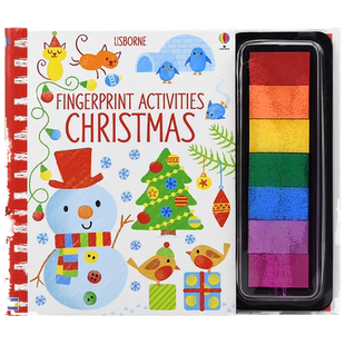 Usborne Fingerprint Activities Christmas儿童手指画圣诞礼物 圣诞主题手指印画英语活动书创意绘画DIY手指画册英文原版进口书籍