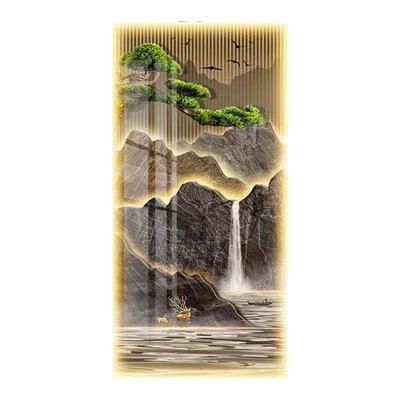 时来运转高端玄关画入户玄关装饰画新中式山水2025新款玄关壁画灯