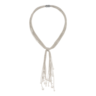 CHEZ LOOPS高级感流苏气质珍珠项链 轻奢欧美风原创设计银色新款