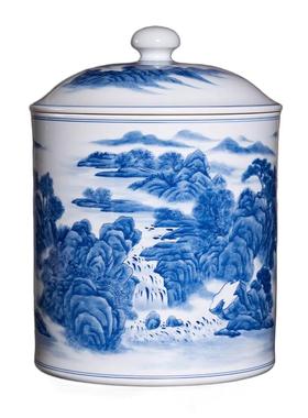 宁封窑手绘陶瓷青花山水