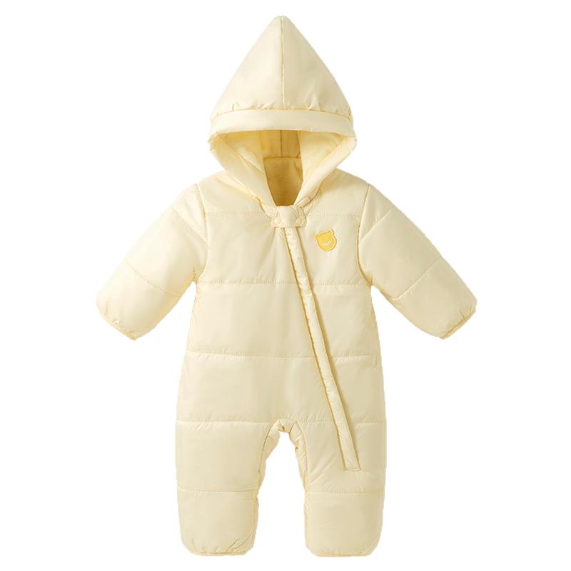 贝肽斯婴儿衣服秋冬季夹棉连体衣加厚新生儿宝宝外出抱抱棉服冬装