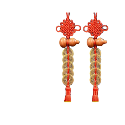 天然桃木葫芦五帝铜钱真品挂件化解门对门卧室厕所厨房中国结摆件