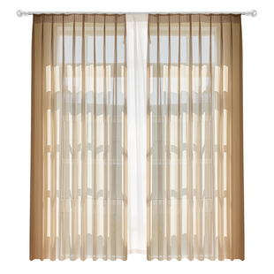 奶油风百叶纱帘透光不透人窗帘2025新款卧室阳台梦幻飘窗白纱薄纱