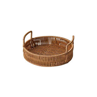 编织收纳篮桌面收纳盒水果蔬菜杂物筐零食储物篮沥水篮水果篮仿藤