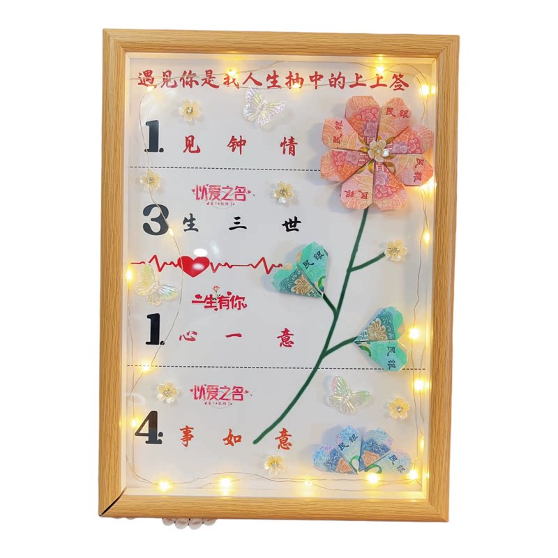 七夕1314有钱花DIY情侣相框礼物