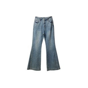 【野性优雅】时尚百搭高腰牛仔裤女26春新款丹宁水洗瘦腿微喇长裤