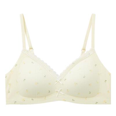 三福2026春夏新款薄B杯聚拢文胸女清新碎花蕾丝边无感内衣503581