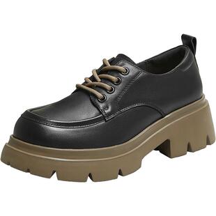 TATA他她女鞋2025时尚增高休闲鞋女牛津鞋新款黑色鞋子CG401CM5