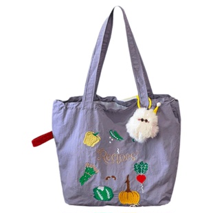 日系ins大容量单肩包包女 轻便旅游托特包学生休闲通勤手提帆布袋