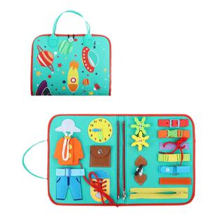 宝宝早教手提忙碌板学习打结穿衣纽扣幼儿启蒙玩具便携毛毡礼物