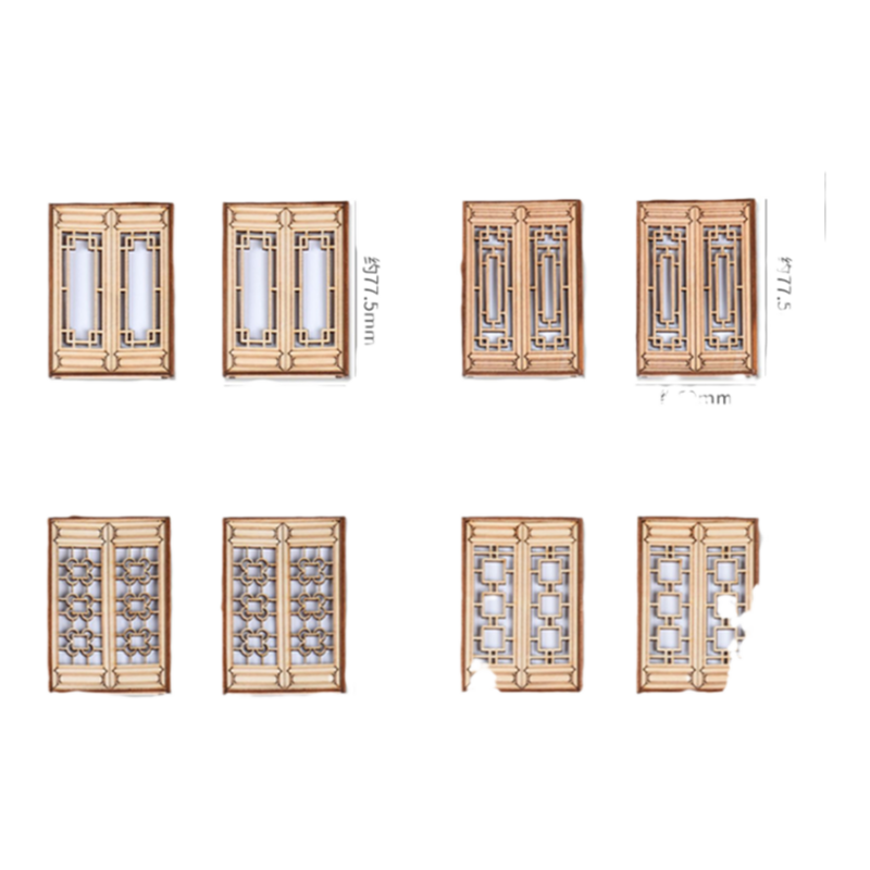 建筑场景模型材料diy手工仿真迷你室内家具木质中式活动窗模型