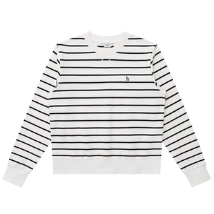 【秋季甄选】Hazzys哈吉斯条纹卫衣女休闲时尚长袖T恤通勤上衣潮