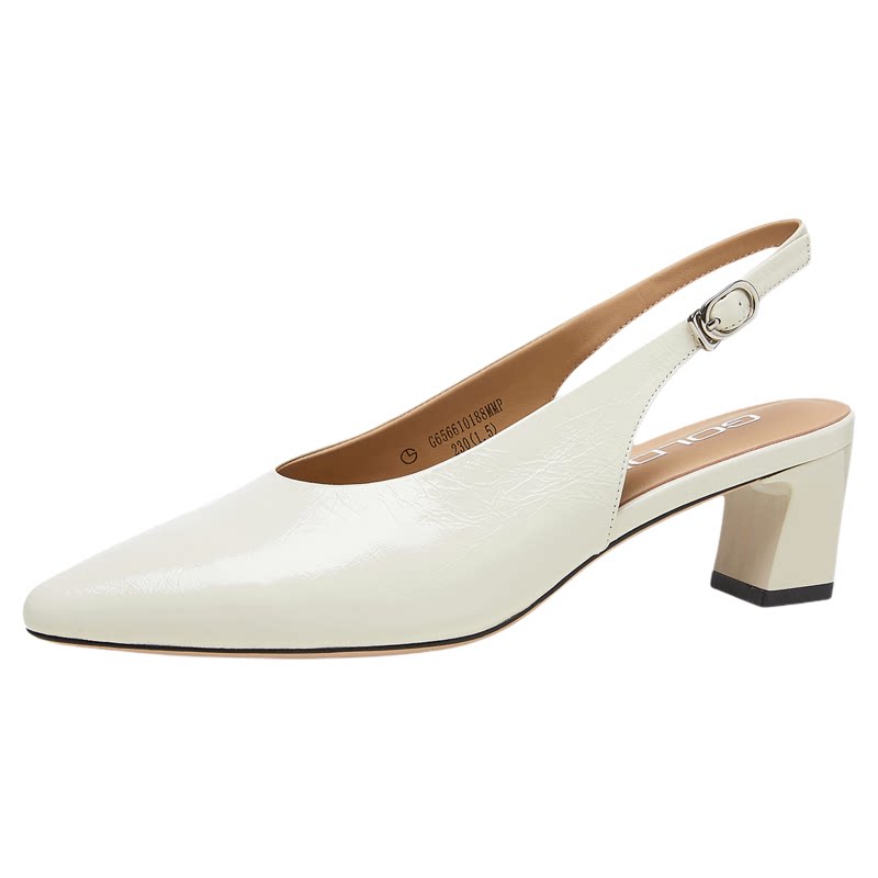 金利来包头凉鞋2026夏季新款女鞋时尚尖头后空高跟鞋百搭粗跟单鞋