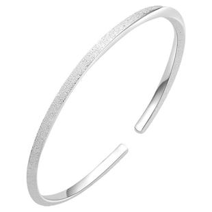 周六福S999纯银手镯子女高级感素圈开口足银气质简约送女友礼物