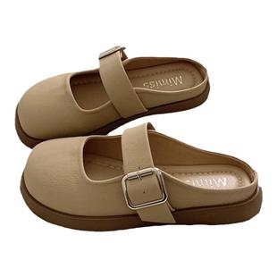 慵懒晚晚风~!软软踩屎感玛丽珍凉鞋女夏季ins外穿透气包头凉拖鞋