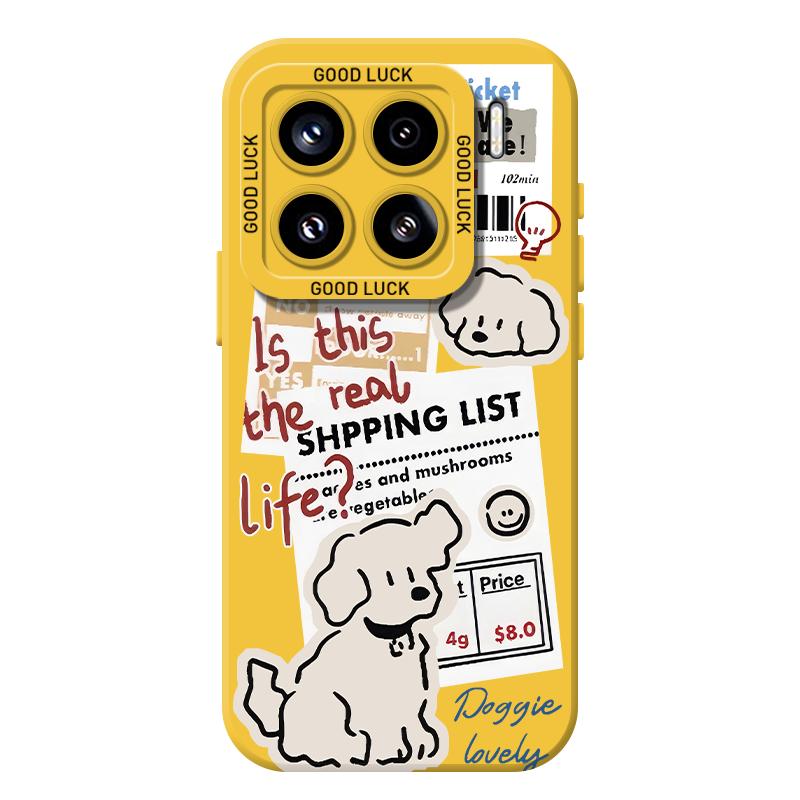 报纸小狗猫咪适用小米15手机壳17/14pro红米k80情侣k70/note13/k60新款12max液态硅胶11ultra防摔k50/10/k40s