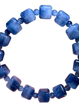 天然蓝兔毛方糖手串水晶饰品发丝