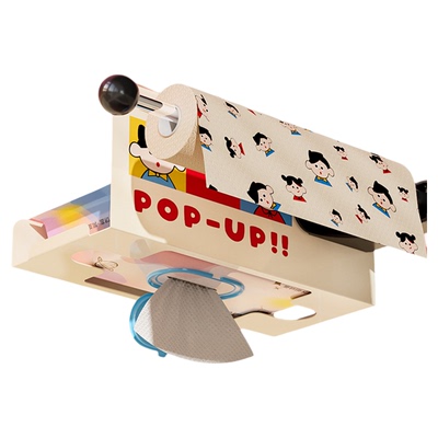 带杆磁吸铁艺卷纸巾架洗脸巾收纳