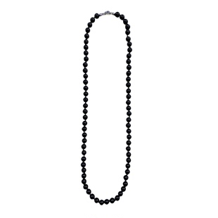 不掉色MONA同款项链长款S925纯银天然7A级黑玛瑙毛衣链新中式甜酷