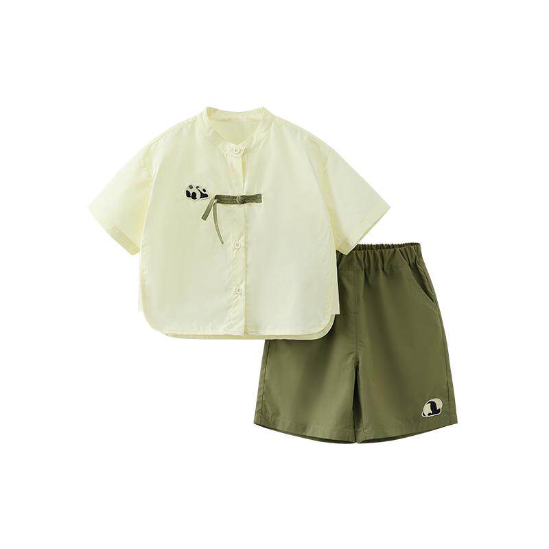 齐齐熊新中式衬衫套装潮夏季宝宝