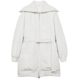 MRS Studios 白鹅绒MIU风系带收腰针织大翻领夹克保暖面包羽绒服