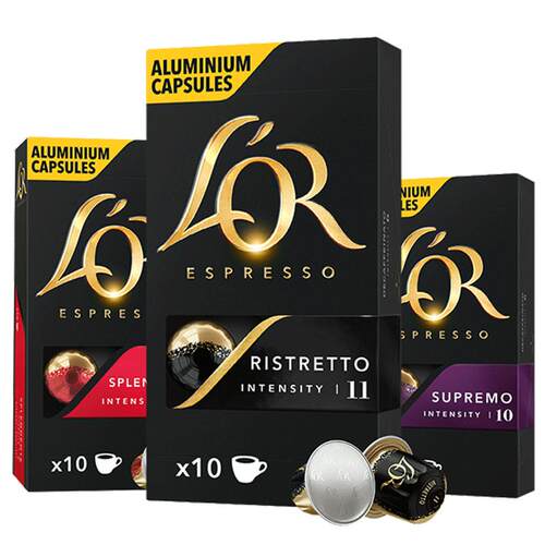 原装进口L′or胶囊黑咖啡3盒/30粒 适配 星巴克 Nespresso 咖啡机