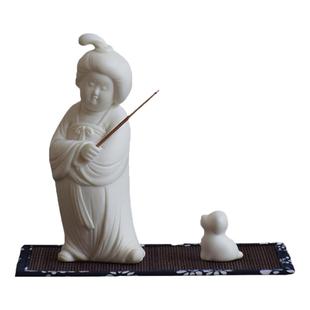 创意陶瓷仕女小摆件禅意檀香香插底座香座线香托盘装饰品高级插香