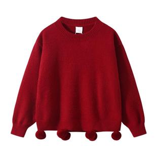 【年服系列】植木童装儿童毛衣2026秋冬新款中大童套头女童针织衫