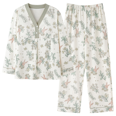 7A抗菌纯棉透气十月份春秋月子服