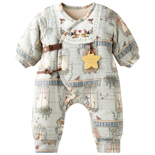 [幸福邻里]aqpa爱帕新生婴儿衣服秋冬夹棉保暖宝宝棉服连体衣哈衣