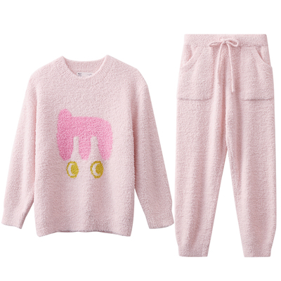 红豆居家抗静电半边绒情侣睡衣