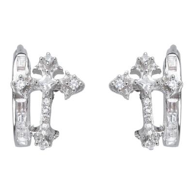 小众男女锆石十字架耳环耳扣