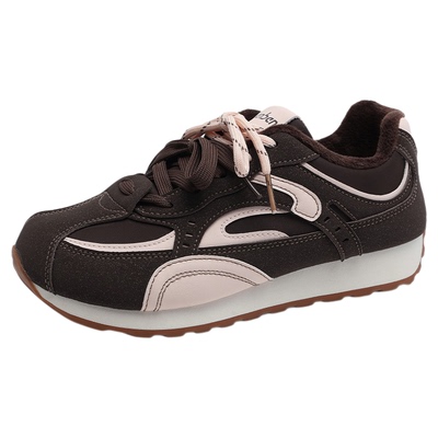 人本棕色阿甘鞋女加绒加厚二棉鞋