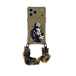 欧式复古花瓶挂绳手机壳适用于苹果17promax华为mate60荣耀小米15手提手腕防摔斜挎侧背式防丢四角开孔高级感