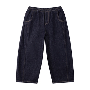 左西女童加绒裤子秋冬款保暖儿童牛仔裤冬装2025新款中大童弯刀裤