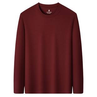 [液氨丝光纯棉]梦特娇男士长袖T恤春季抑菌圆领100%棉弹打底体恤J