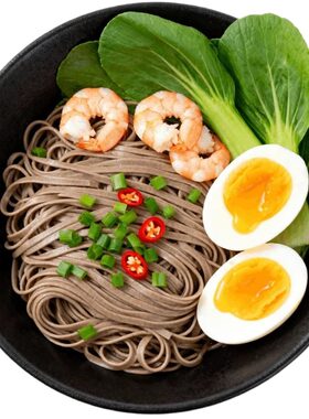 黑纯荞麦面条代餐主食无糖精全麦粗粮杂粮乔面龙须面挂面控糖减脂
