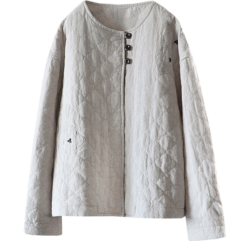 100%汉麻绗线压线外套棉服棉衣女