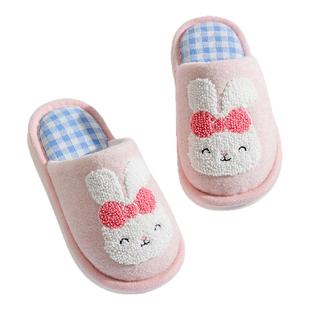 如山儿童棉拖鞋秋冬室内家居中男女中大童小孩拖鞋防滑保暖兔子鞋