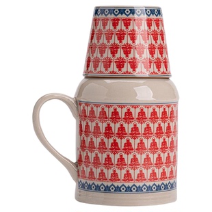 汝窑小暖壶马克杯带盖陶瓷焖茶杯中式大容量保温瓶办公杯子带手柄