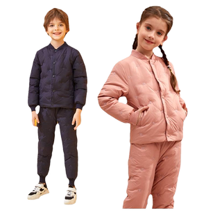 罗蒙【两件套】白鸭绒冬季羽绒服羽绒裤校服内胆男童女童中小学生