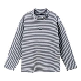 Bluem儿童打底衫男童女童长袖T恤2025新款加厚半高领冬季条纹上衣
