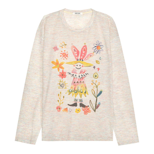 SAMEFLOW 刘宇宁同款 小丑花园水彩印花上衣男早秋针织长袖T恤女