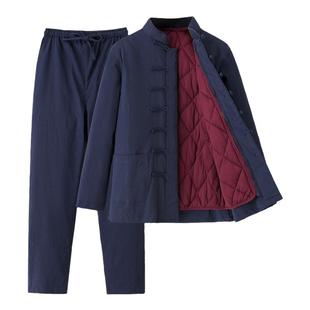 中国风棉衣女可拆卸纯棉花棉袄棉裤套装冬季弹力棉服立领盘扣唐装